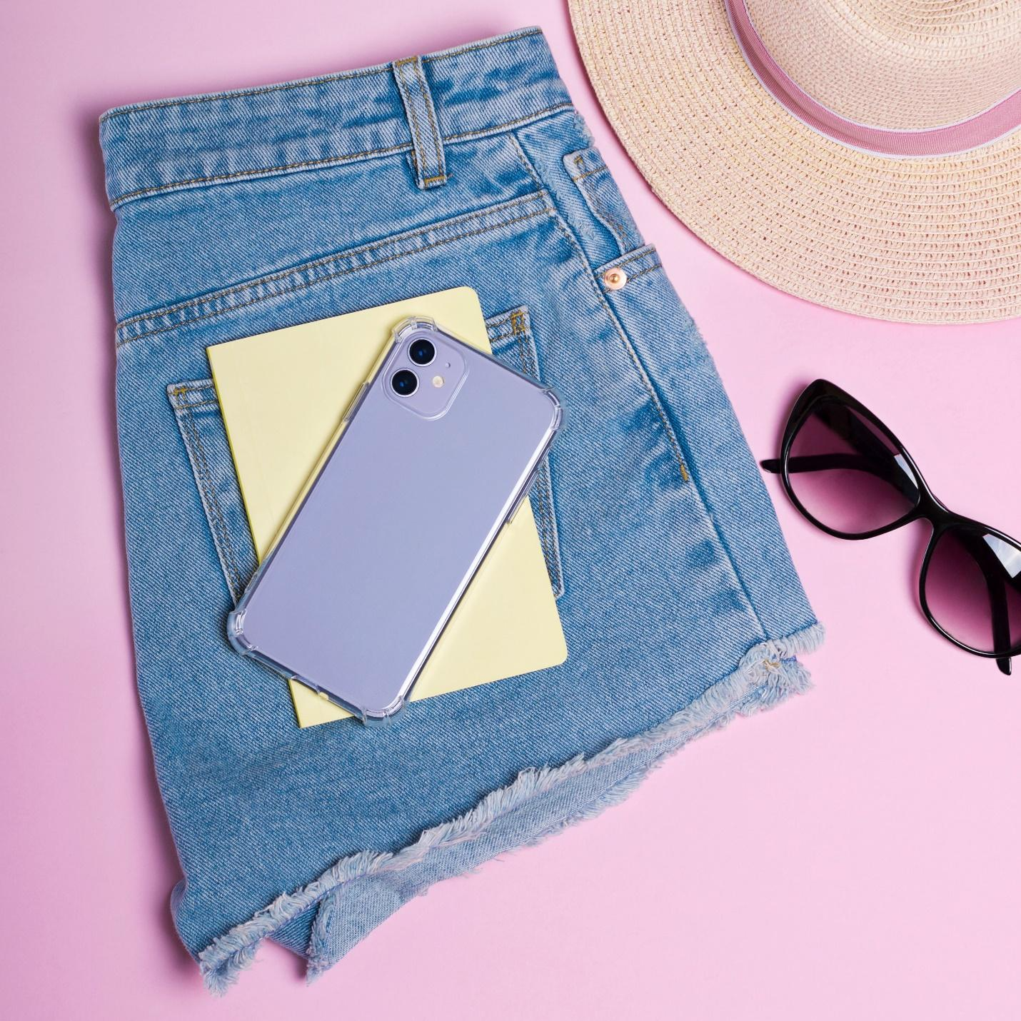 A picture containing glasses, pattern (fashion design), fashion accessory, jeans

Description automatically generated